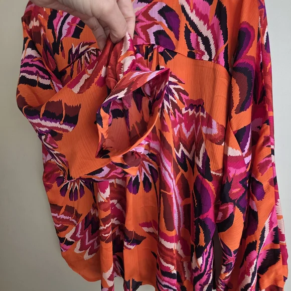 JODIFL Bold Orange and Pink Blouse - Picture 11 of 13